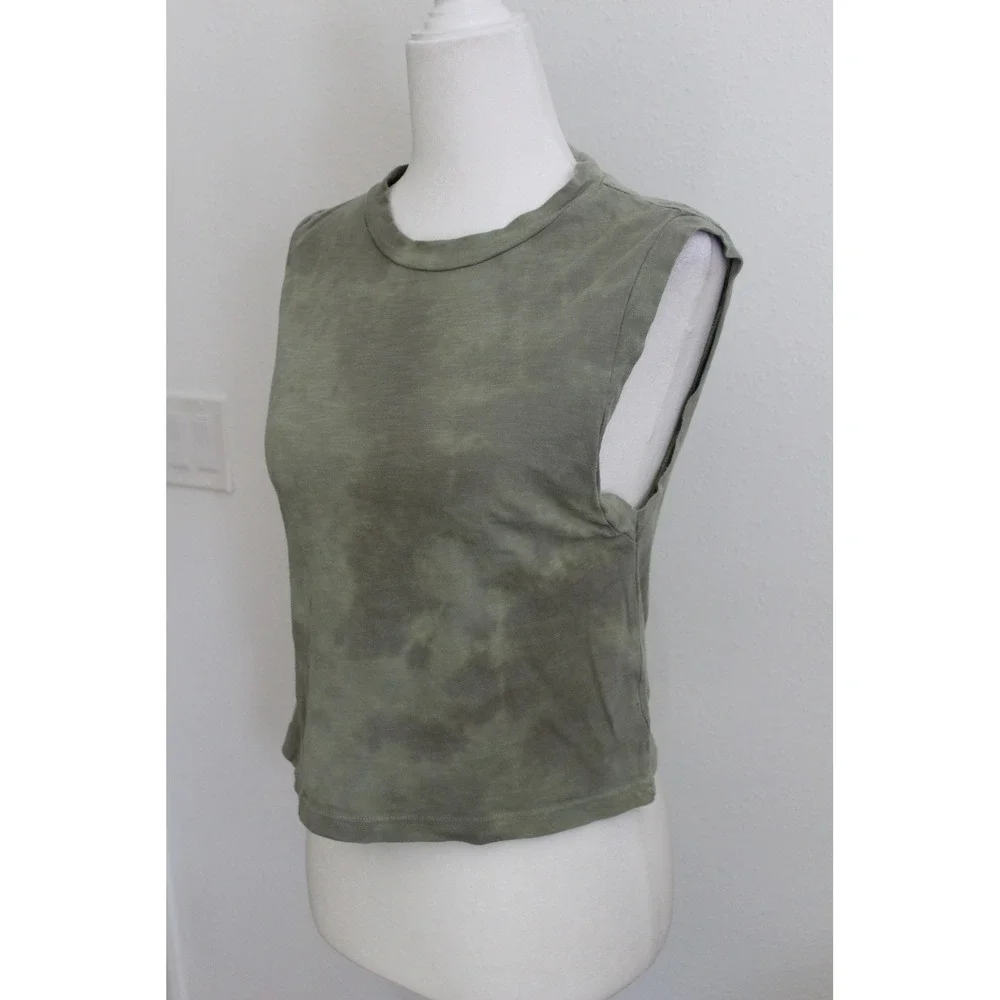 LNA Olive Green Tie Dye Muscle Tank Top XS Cotton Slub Jersey Made in USA - Picture 2 of 7